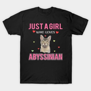 Just a Girl Who Loves Abyssinian Funny birthday Gift Ideas For Girls T-Shirt